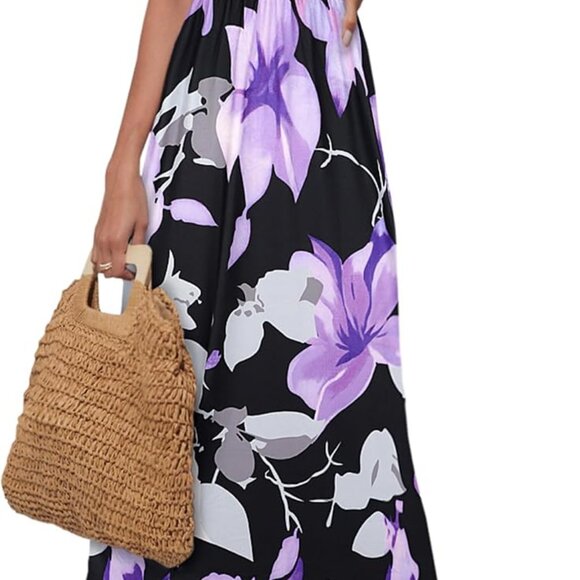 Women's Summer Boho Floral Print Tank Maxi Dress Slip On Flowing Comfortable - Picture 1 of 5